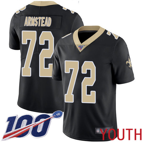 New Orleans Saints Limited Black Youth Terron Armstead Home Jersey NFL Football #72 100th Season Vapor Untouchable Jersey->youth nfl jersey->Youth Jersey